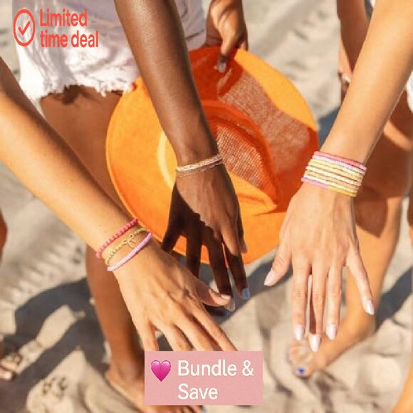 Gold Plated Brass Stretch Bracelet 6.9" Dainty Stackable Jewelry Gift - Picture 7 of 8